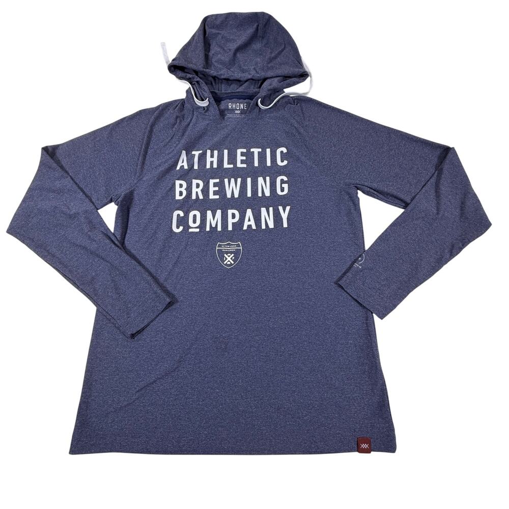 Rhone Athletic Brewing Company Running Quick Dry Hoodie Shirt Blue Men Sz S